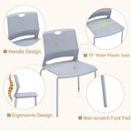 Waiting Room Chairs Set of 4, Grey Stack Chairs with Back, Stacking Chairs with Metal Legs, alternate view 6