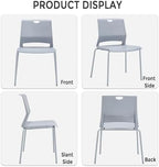 Waiting Room Chairs Set of 4, Grey Stack Chairs with Back, Stacking Chairs with Metal Legs, alternate view 7