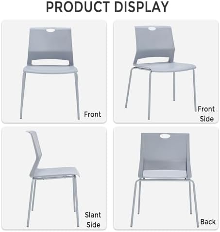 Waiting Room Chairs Set of 4, Grey Stack Chairs with Back, Stacking Chairs with Metal Legs, alternate view 7