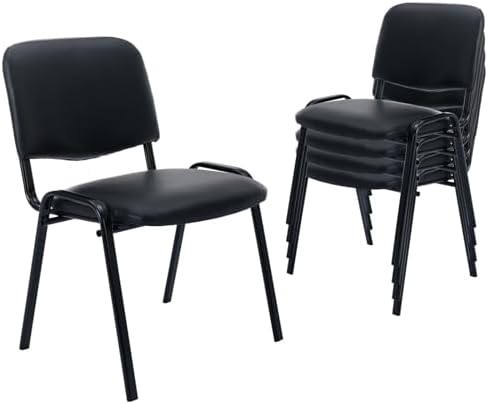 Waiting Room Chairs Set of 5 Stackable Conference Room Chairs Faux Leather Office Reception Chair for Guest