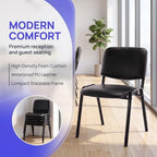 Waiting Room Chairs Set of 5 Stackable Conference Room Chairs Faux Leather Office Reception Chair for Guest, alternate view 5