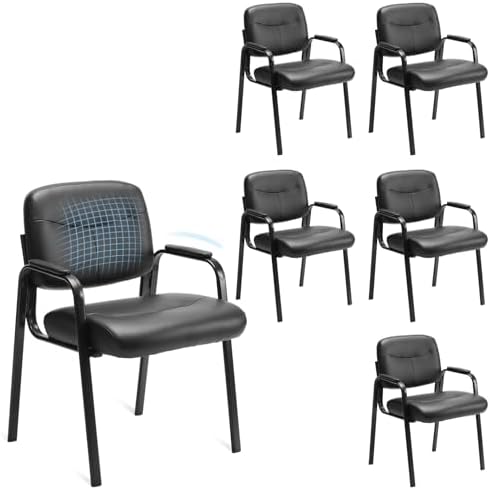 Waiting Room Chairs Set of 6, Office Guest Chairs No Wheels