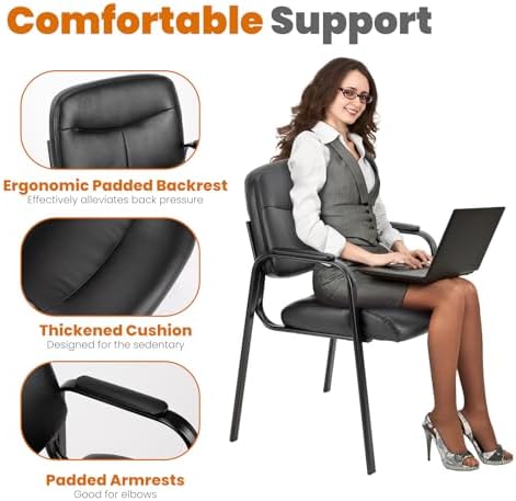 Waiting Room Chairs Set of 6, Office Guest Chairs No Wheels, alternate view 3