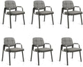 Waiting Room Guest Chair with Bonded Leather Padded Arm Rest for Office Reception and Conference Desk(Grey 6