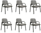 Waiting Room Guest Chair with Bonded Leather Padded Arm Rest for Office Reception and Conference Desk(Grey 6