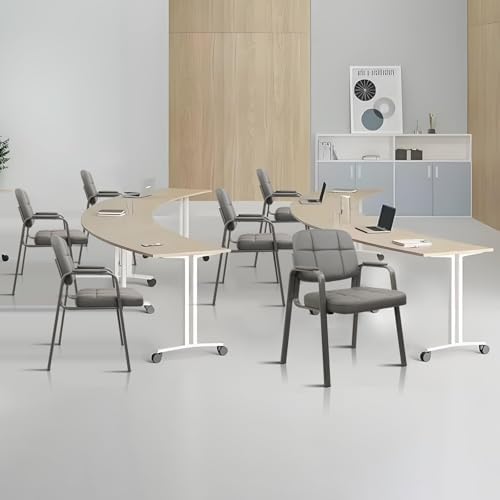 Waiting Room Guest Chair with Bonded Leather Padded Arm Rest for Office Reception and Conference Desk(Grey 6, alternate view