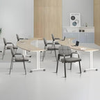 Waiting Room Guest Chair with Bonded Leather Padded Arm Rest for Office Reception and Conference Desk(Grey 6, alternate view