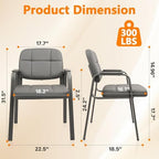Waiting Room Guest Chair with Bonded Leather Padded Arm Rest for Office Reception and Conference Desk(Grey 6, alternate view