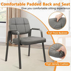 Waiting Room Guest Chair with Bonded Leather Padded Arm Rest for Office Reception and Conference Desk(Grey 6, alternate view
