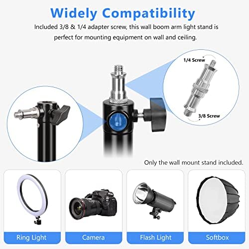 Wall Mount Boom Arm 51"/130cm Adjustable Support, 180° Rotation, alternate view 3