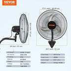 Wall Mount Fan, 18 inch, 3-Speed, 4000 CFM Oscillating Fan, Black in Black, alternate view 3