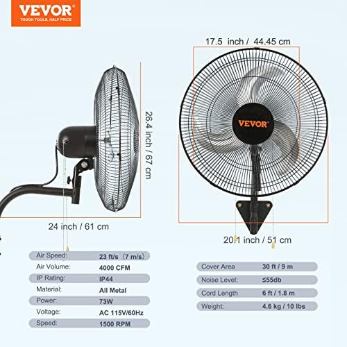 Wall Mount Fan, 18 inch, 3-Speed, 4000 CFM Oscillating Fan, Black in Black, alternate view 3