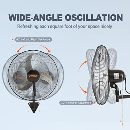 Wall Mount Fan, 18 inch, 3-Speed, 4000 CFM Oscillating Fan, Black in Black, alternate view 6