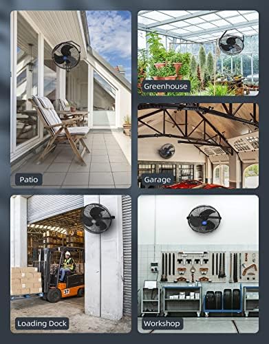 Wall Mounted Variable 14 Inches Speed Indoor/Outdoor Weatherproof Fan, Industrial grade for Patio, Greenhouse, alternate view