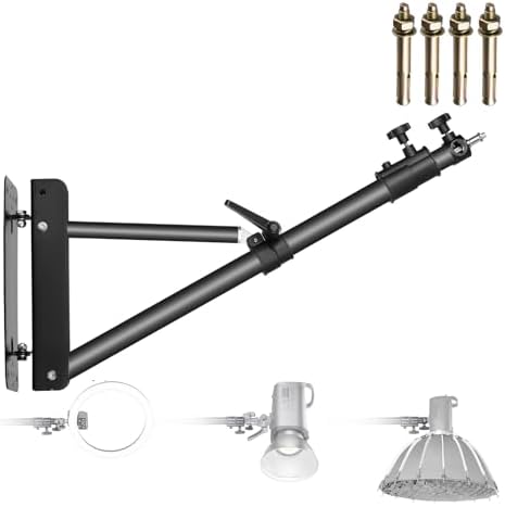 Wall Mounting Boom Arm with Triangle Base for Photography Studio Video Strobe Light Monolight Softbox Umbrella