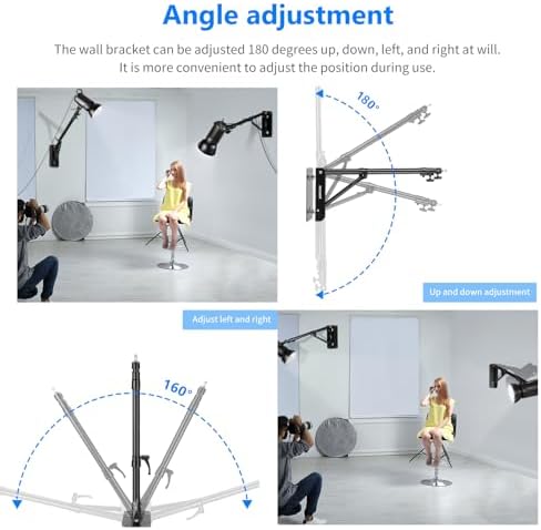 Wall Mounting Boom Arm with Triangle Base for Photography Studio Video Strobe Light Monolight Softbox Umbrella, alternate