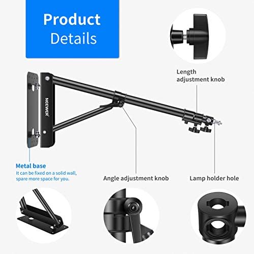 Wall Mounting Boom Arm with Triangle Base for Photography Studio Video Strobe Light Monolight Softbox Umbrella, alternate