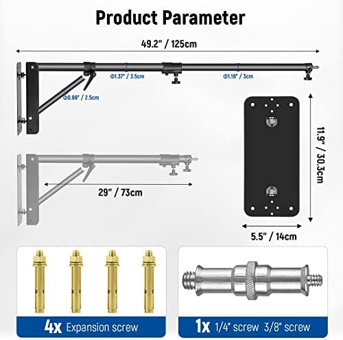 Wall Mounting Triangle Boom Arm for Photography Light, Strobe, alternate view 2