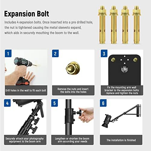 Wall Mounting Triangle Boom Arm for Photography Light, Strobe, alternate view 6