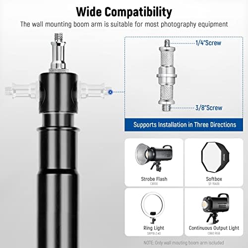 Wall Mounting Triangle Boom Arm for Photography Light, Strobe, alternate view 7