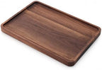 Walnut Wood Serving Tray, 13.4 x 9 Inch Rectangular Platter with Raised Rim in 13.4 x 9 Inch in Rectangle
