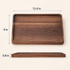 Walnut Wood Serving Tray, 13.4 x 9 Inch Rectangular Platter with Raised Rim in 13.4 x 9 Inch in Rectangle, alternate view 3