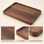 Walnut Wood Serving Tray, 13.4 x 9 Inch Rectangular Platter with Raised Rim in 13.4 x 9 Inch in Rectangle, alternate view 5