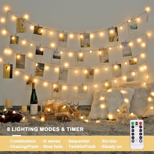 Warm White 100 LED Globe Battery Operated Christmas Lights Indoor, alternate view 3