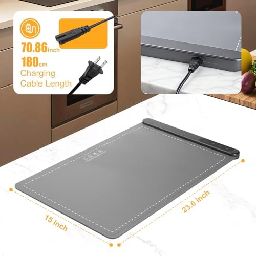Warming Food Mat, Electric Heating Warming Mat for Food with 6 Level Temperature & 6 Hours Timer, Flexible, alternate view 2