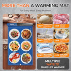 Warming Mat for Food, 2026 Upgraded Fast Heat & Child Lock, 24" × 16", Blue in Blue, alternate view 3