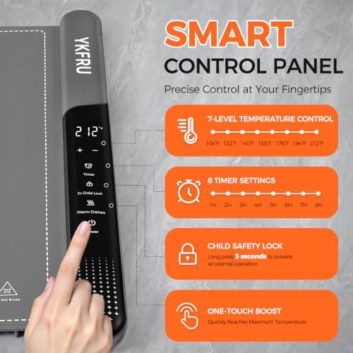 Warming Mat for Food, 2026 Upgraded Fast Heat & Child Lock, 36" × 16", Gray in Gray, alternate view 4