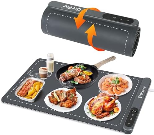 Warming Mat for Food,24"x15" Large Food Warmer Mats for Countertop (Gray) in Gray