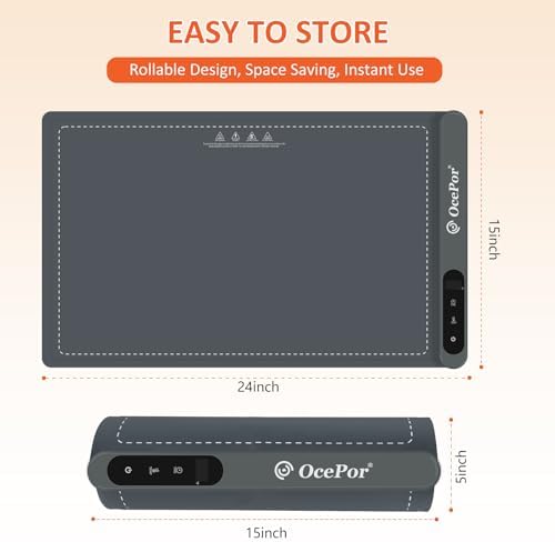 Warming Mat for Food,24"x15" Large Food Warmer Mats for Countertop (Gray) in Gray, alternate view 2