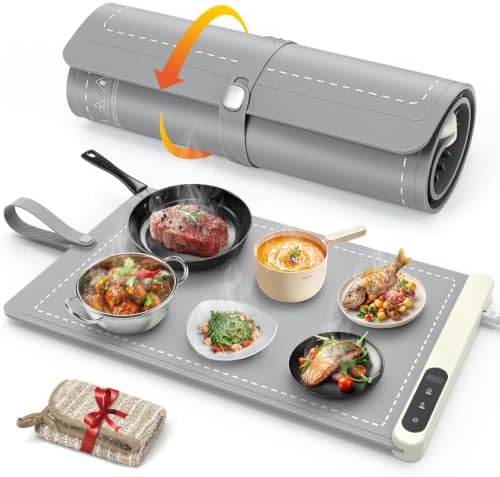 Warming Mat for Food 24"x15", Rapid and Full Surface Heating Gray in Gray