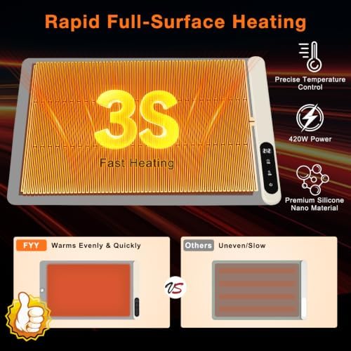 Warming Mat for Food 24"x15", Rapid and Full Surface Heating Gray in Gray, alternate view 2