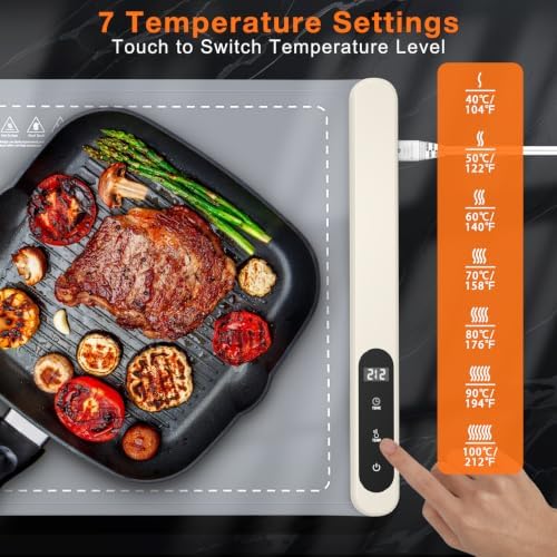 Warming Mat for Food 24"x15", Rapid and Full Surface Heating Gray in Gray, alternate view 3