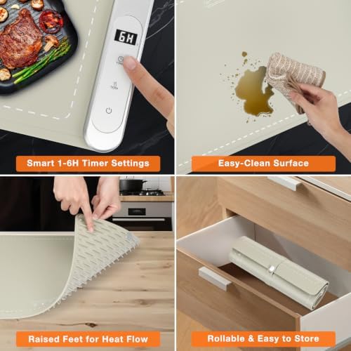 Warming Mat for Food 24"x15", Rapid and Full Surface Heating Khaki, alternate view 4
