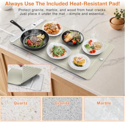 Warming Mat for Food 24"x15", Rapid and Full Surface Heating Khaki, alternate view 6