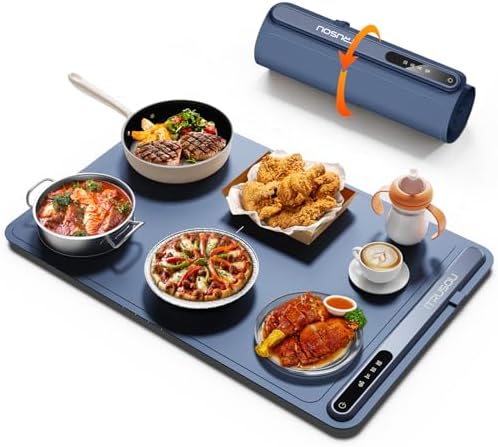 Warming Mat for Food (24"x16") - 3-Year Classic Electric Warming Tray with 3-Level Temp Control, Rapid Heating