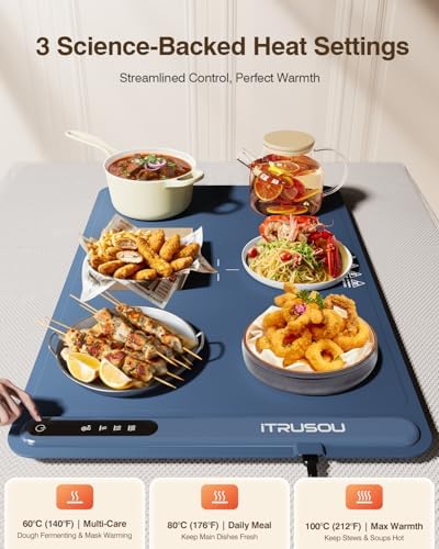 Warming Mat for Food (24"x16") - 3-Year Classic Electric Warming Tray with 3-Level Temp Control, Rapid Heating, alternate