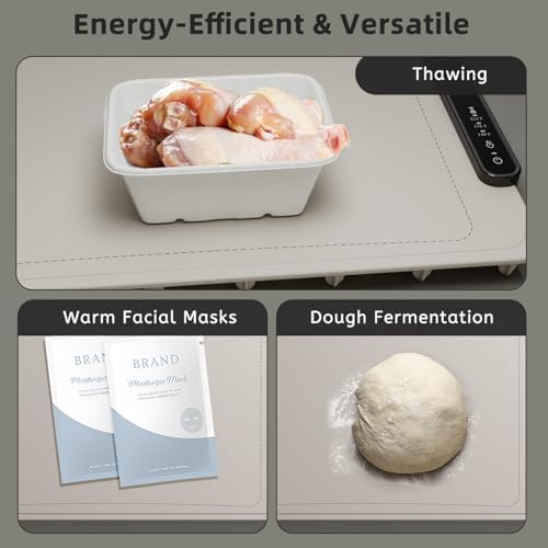 Warming Mat For Food, 3 Mode Temperature & Fast Heat, Off White, Child Lock in Off White, alternate view 4