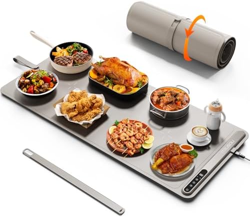 Warming Mat for Food (35"x16") - Extra Large Electric Warming Tray with 7-Level Temp, 500W High-Power & 99H