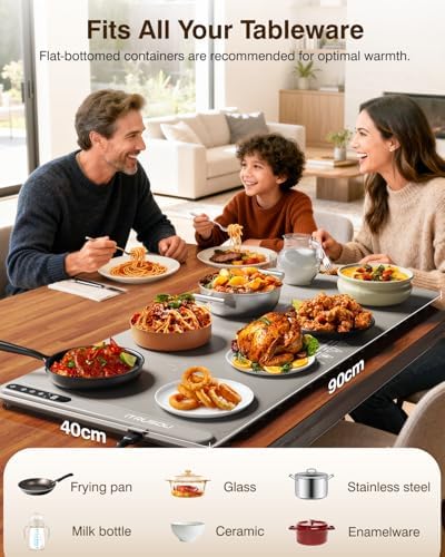 Warming Mat for Food (35"x16") - Extra Large Electric Warming Tray with 7-Level Temp, 500W High-Power & 99H, alternate view 4
