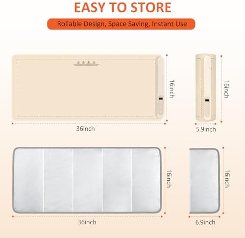 Warming Mat for Food,36"x16" Large Food Warmer Mats Beige Pad, alternate view 2