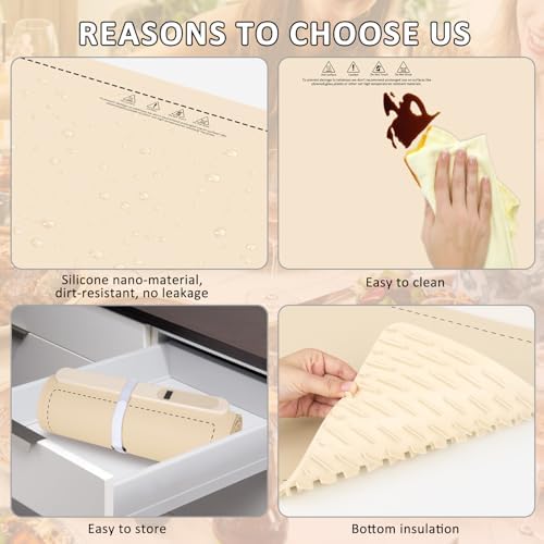 Warming Mat for Food,36"x16" Large Food Warmer Mats Beige Pad, alternate view 6