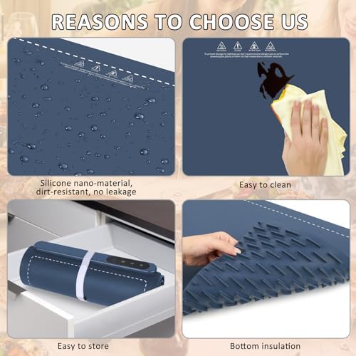 Warming Mat for Food,36"x16" Large Food Warmer Mats for Countertop Blue+Pad, alternate view 6
