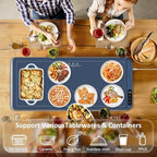 Warming Mat for Food,36"x16" Large Food Warmer Mats for Countertop Blue+Pad, alternate view 7