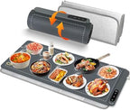 Warming Mat for Food,36"x16" Large Food Warmer Mats for Countertop Gray+Pad