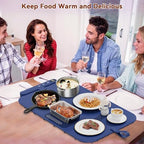 Warming Mat for Food, 6 Temp, 6H Timer, Foldable, 23"x15" Blue in Blue, alternate view 6