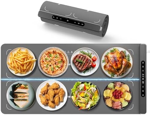 Warming Mat for Food, 6 Temp, Dual-Zone Temp Control, 36"x17" (Gray) in Gray